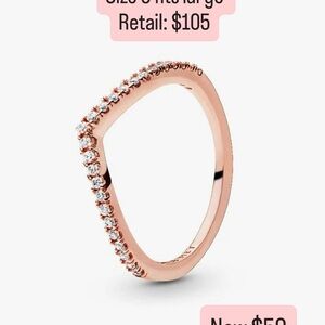 Pandora Rose Gold V-Shape Pavé Ring with Clear Stones